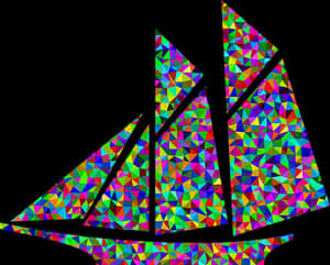 Colorful Geometric Sailboat Artwork PNG