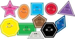 Colorful Geometric Shapeswith Faces PNG Image