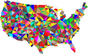 Flat Color Low Poly America Usa Map - Map Of Usa In Color, HD Png Download PNG