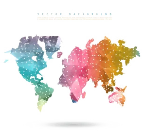 Colorful Geometric World Map PNG Image