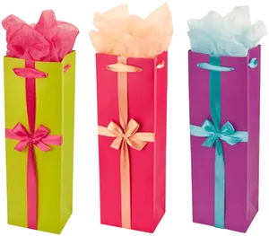 Colorful Gift Bags With Tissue Paper PNG Image