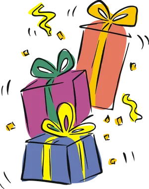 Colorful Gift Boxes Celebration Illustration PNG Image