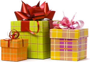 Colorful Gift Boxeswith Bows PNG Image