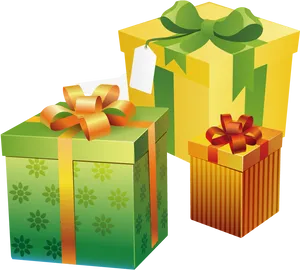 Colorful Gift Boxeswith Bows PNG Image