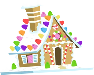 Colorful Gingerbread House Vector PNG Image