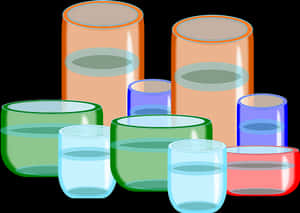 Colorful Glassware Collection PNG