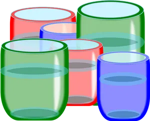 Colorful Glassware Vector Illustration PNG Image