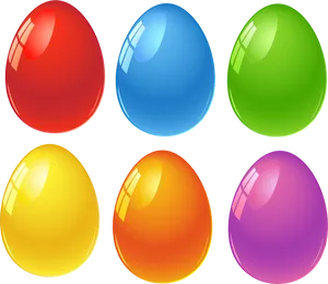 Colorful Glossy Easter Eggs PNG Image