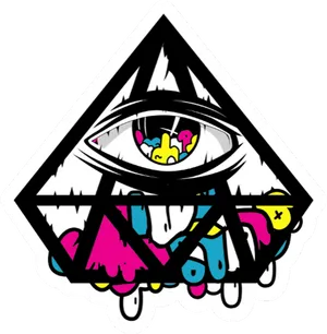 Colorful Graffiti Illuminati Eye Graphic PNG Image