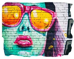 Colorful Graffiti Sunglassesand Lips PNG Image