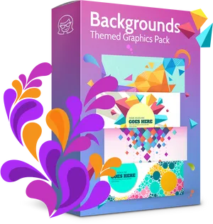 Colorful Graphics Pack Box Design PNG Image
