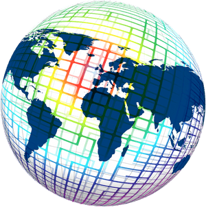 Colorful Grid Globe Illustration PNG image with transparent background