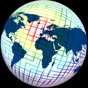Colorful Grid Globe Illustration PNG image with transparent background