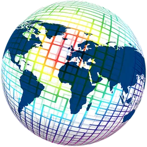 Colorful Grid Globe Illustration PNG Image