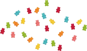 Colorful Gummy Bears Scatteredon Black Background PNG Image