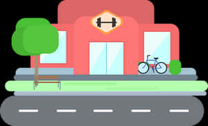 Colorful Gym Facade Illustration PNG image with transparent background