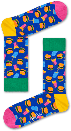 Colorful Hamburger Pattern Socks PNG image with transparent background