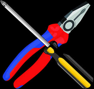 Colorful Hand Tools Illustration PNG image with transparent background