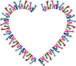 Colorful Hands Heart Clipart PNG Image