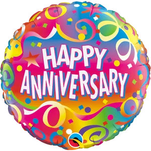 Colorful Happy Anniversary Balloon PNG Image