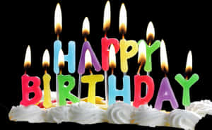 Colorful Happy Birthday Candles PNG image with transparent background