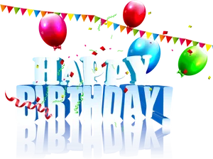 Colorful Happy Birthday Greeting PNG Image