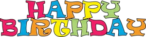 Colorful Happy Birthday Text Banner PNG Image