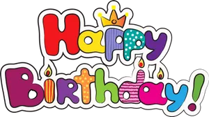 Colorful Happy Birthday Text Graphic PNG Image