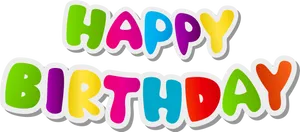 Colorful Happy Birthday Text PNG Image