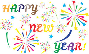 Colorful Happy New Year Fireworks PNG Image