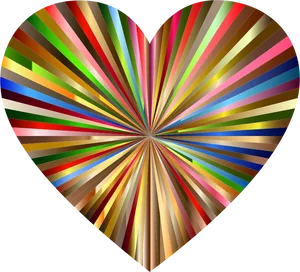 Colorful Heart Rays Graphic PNG Image