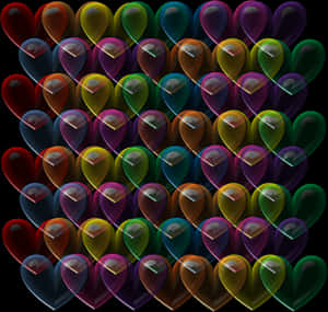 Colorful Hearts Array Valentines Background PNG image with transparent background