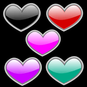 Colorful Hearts Collection PNG image with transparent background