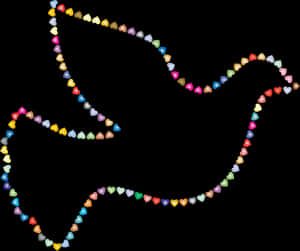 Colorful Hearts Dove Silhouette PNG image with transparent background