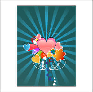 Colorful Hearts Explosion Graphic PNG image with transparent background