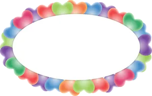 Colorful Hearts Oval Frame PNG Image