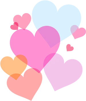 Colorful Hearts Overlay Graphic PNG Image