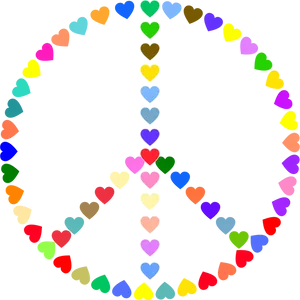 Colorful Hearts Peace Symbol PNG Image