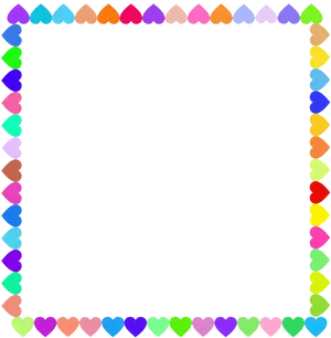 Colorful Hearts Valentine Border PNG Image