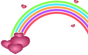 Colorful Heartsand Rainbow PNG Image