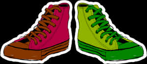 Colorful High Top Sneakers Illustration PNG image with transparent background