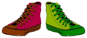 Colorful High Top Sneakers Illustration PNG Image
