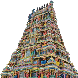 Colorful Hindu Temple Gopuram PNG Image