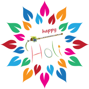 Colorful Holi Celebration Greeting PNG Image