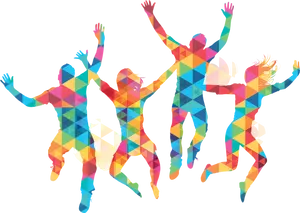 Colorful Holi Celebration Silhouettes PNG Image