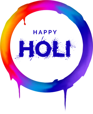 Colorful Holi Festival Greeting PNG Image