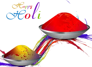 Colorful Holi Festival Greeting PNG Image