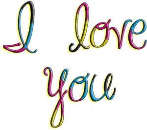 Colorful I Love You Text PNG image with transparent background