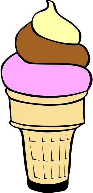 Colorful Ice Cream Cone Illustration PNG Image