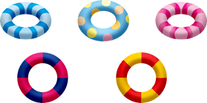 Colorful Inflatable Swim Rings Collection PNG image with transparent background